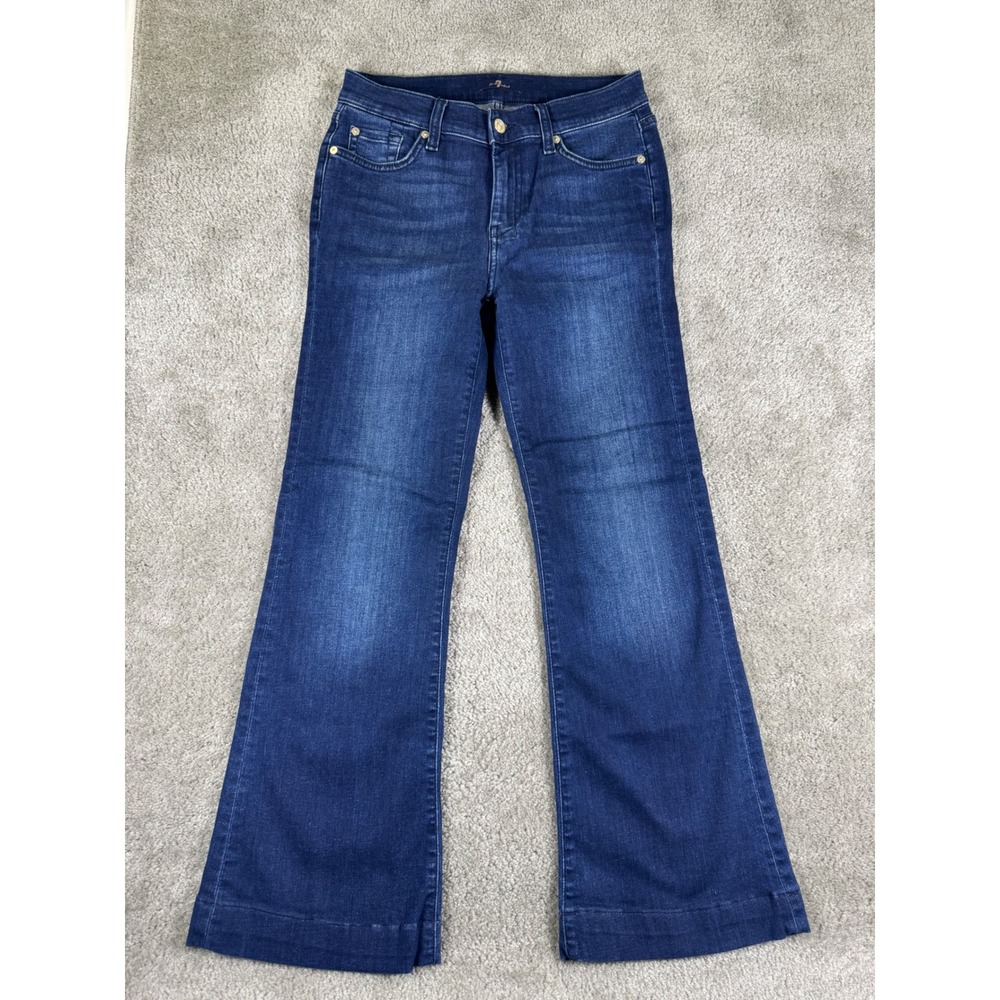 7 For All Mankind Tailorless Dojo Dark Wash Flare Jeans 7R057C18 Size 28